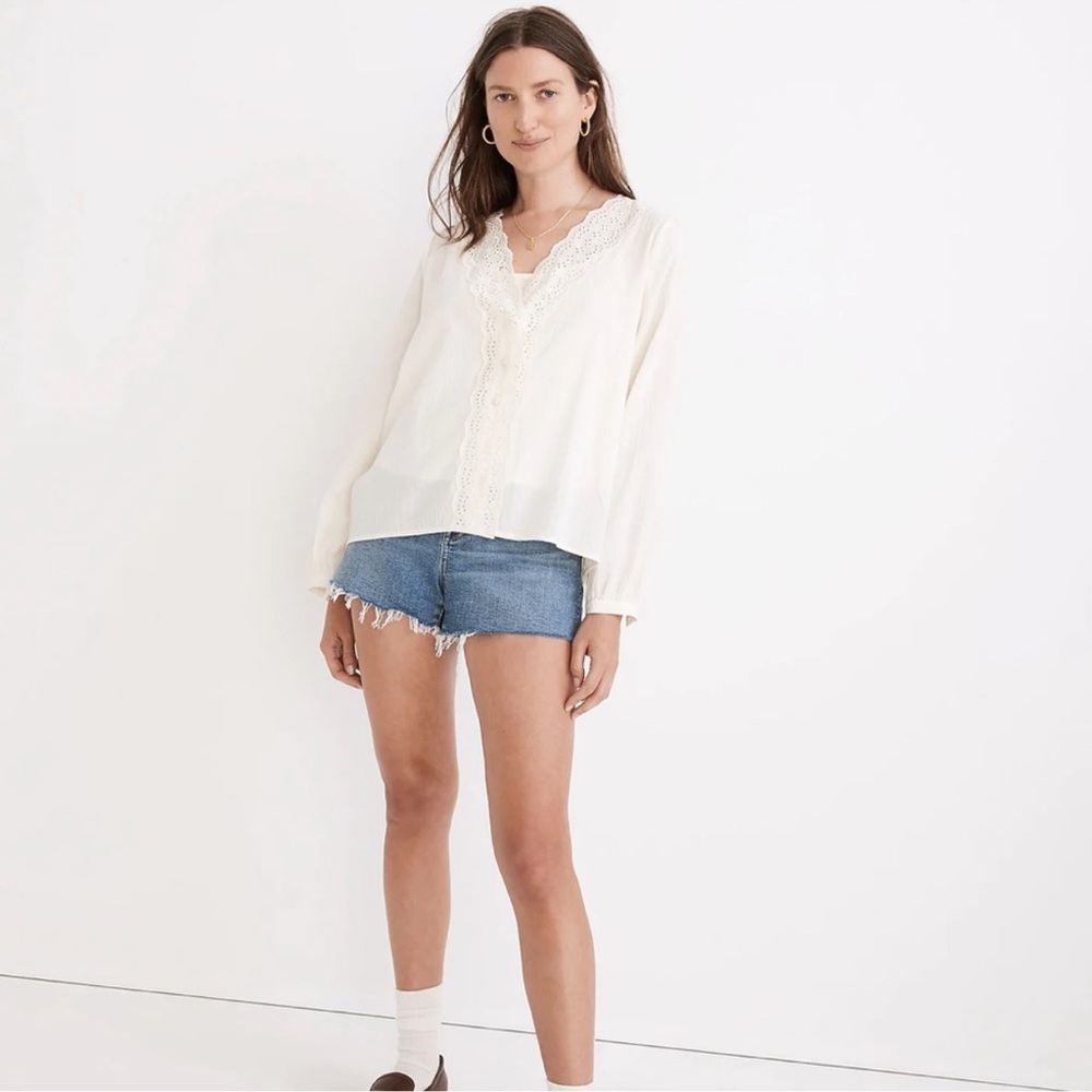NWT Madewell Eyelet-Trim Twin Set Top